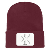 Big X Straight Edge Cuffed Knit Beanie