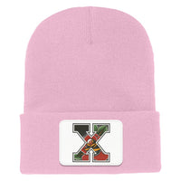 X Rose Tattoo Straight Edge Cuffed Knit Beanie