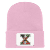 X Rose Tattoo Straight Edge Cuffed Knit Beanie