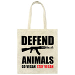 Defend Animals - go vegan stay vegan Canvas Tote Bag Natural