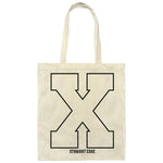 Straight Edge Big X Canvas Tote Bag Natural