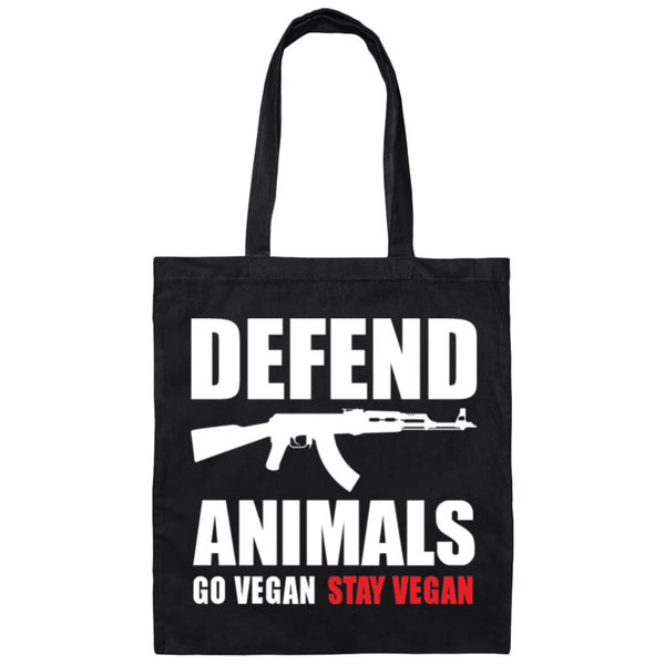 Defend Animals - go vegan stay vegan Canvas Tote Bag Black